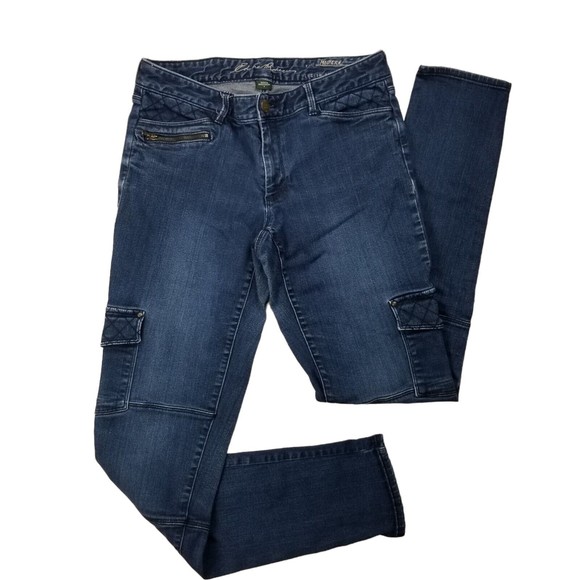 Eddie Bauer Women Sz 6 Jeans Dark Blue Modern Skinny Leg Pockets Zippers W32 L32 - Picture 2 of 12